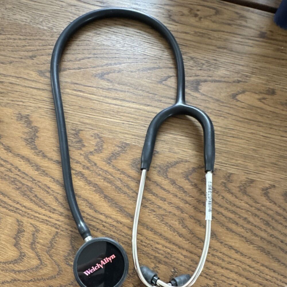 Welch Allyn Single Head Stethoscope Black Made in USA with case